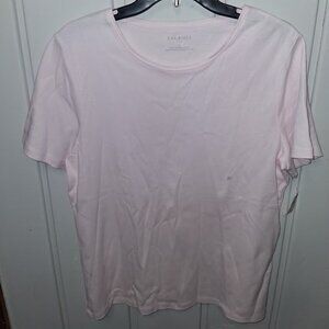 Talbots Cotton Pale Pink Short Sleeve Round Neck Tee NWT Sz XL